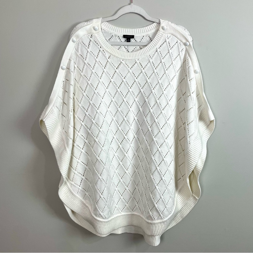 Talbots NWT Pointelle Sweater Poncho Cream‎ Size Large